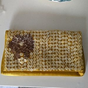 NWT Chan Luu sequin snap button clutch